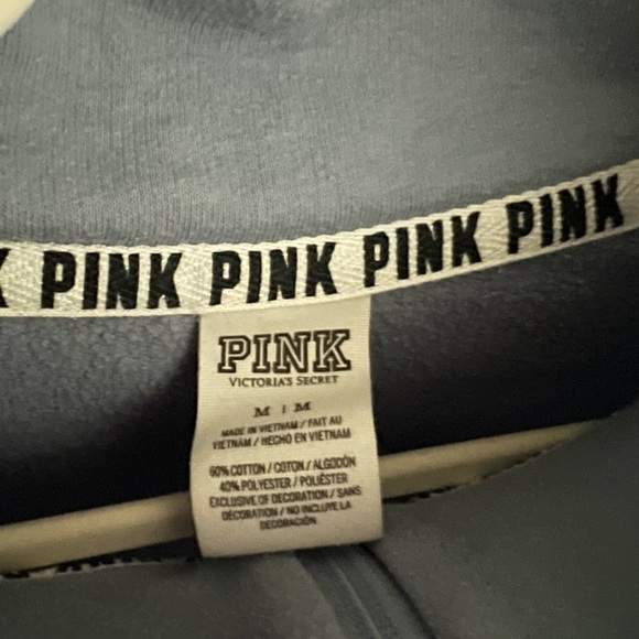 Victoria’s Secret pink zip up sweater blue and white - Picture 2 of 3